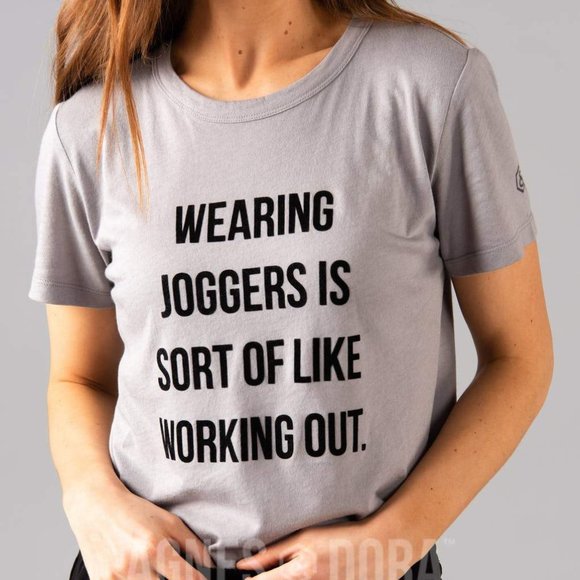 Agnes & Dora Tops - Agnes & Dora™ Graphic Tee Cement "Wearing joggers